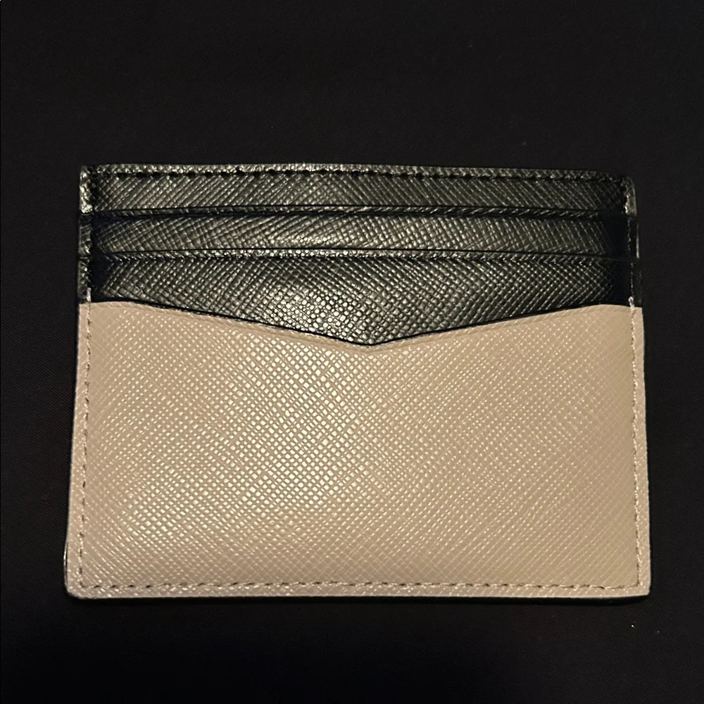 Kate Spade Black/Toasted Hazelnut Staci Saffiano Leather Slim Card Holder